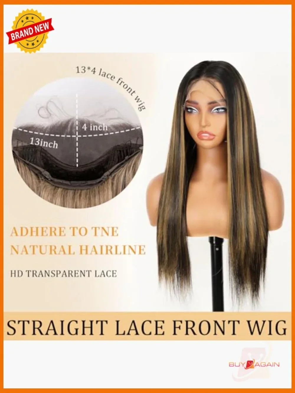13x4 HD Lace Front Wig Straight Synthetic Pre-Plucked Beginner Friendly 28inch